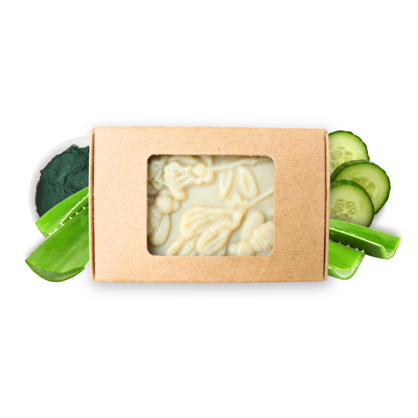 Spirulina Cucumber Aloe Vera Bar Soap With White Tea Ginger Fragrance Oil & Vitamin"E"