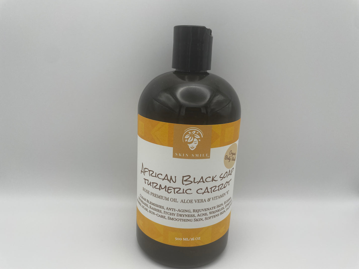 African Black Liquid Soap Turmeric Carrot With Rose Premium Oil & Aloe Vera.